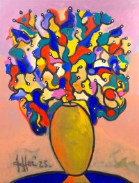 Wahab Jaffar, 36 x 48 Inch, Acrylic on Canvas, Floral Painting, AC-WJF-058